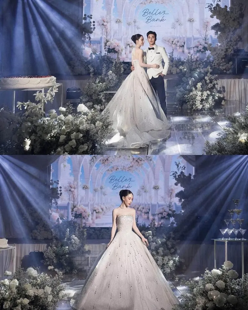 แสงสีน้ำเงิน ชุดปักคริสตัล